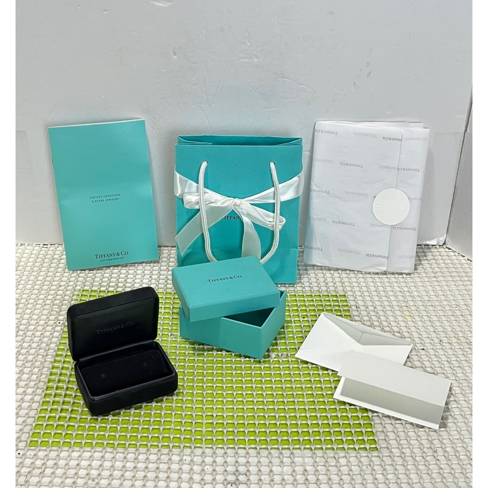 Tiffany & Co. Velvet Hinged Jewelry Box, Gift Box,Tissue Paper Shopping Bag EUC